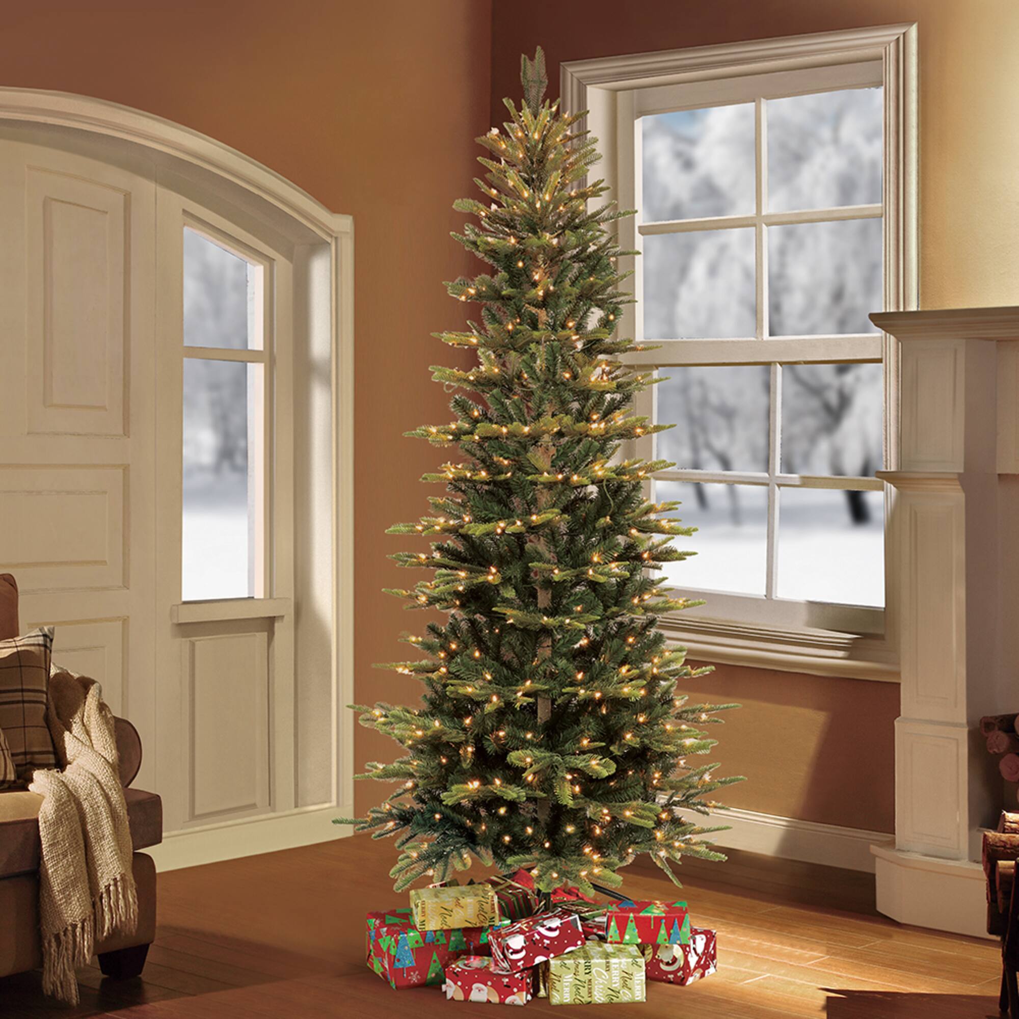 7.5ft. Pre-Lit Slim Aspen Fir Artificial Christmas Tree, Clear Lights